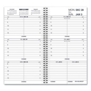 (AAG7090410)AAG 7090410 – Weekly Appointment Book Refill Hourly Ruled, 6.25 x 3.25, White Sheets, 12-Month (Jan to Dec): 2024 by AT-A-GLANCE (1/EA)