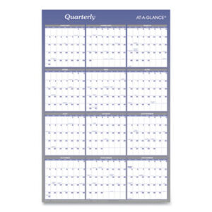 (AAGA1102)AAG A1102 – Vertical/Horizontal Erasable Quarterly/Monthly Wall Planner, 24 x 36, White/Blue Sheets, 12-Month (Jan to Dec): 2024 by AT-A-GLANCE (1/EA)