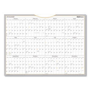 (AAGAW506028)AAG AW506028 – WallMates Self-Adhesive Dry Erase Yearly Planning Surfaces, 24 x 18, White/Gray/Orange Sheets, 12-Month (Jan to Dec): 2024 by AT-A-GLANCE (1/EA)