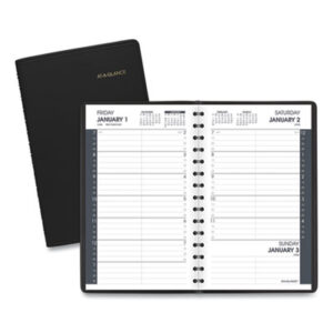 (AAG7080005)AAG 7080005 – Daily Appointment Book with 15-Minute Appointments, One Day/Page: Mon to Sun, 8 x 5, Black Cover, 12-Month (Jan to Dec): 2024 by AT-A-GLANCE (1/EA)