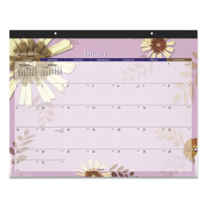(AAG5035)AAG 5035 – Paper Flowers Desk Pad, Floral Artwork, 22 x 17, Black Binding, Clear Corners, 12-Month (Jan to Dec): 2024 by AT-A-GLANCE (1/EA)
