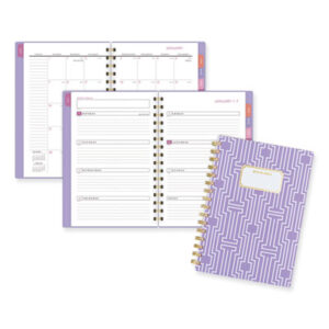(AAG1675G200)AAG 1675G200 – Badge Geo Weekly/Monthly Planner, 8.5 x 6.38, Purple/White/Gold Cover, 13-Month (Jan to Jan): 2024 to 2025 by AT-A-GLANCE (1/EA)