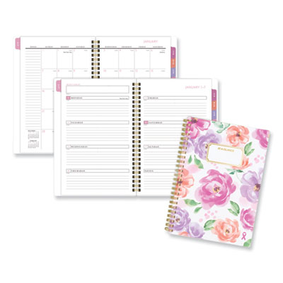 (AAG1675F200)AAG 1675F200 – Badge Floral Weekly/Monthly Planner, Floral Artwork, 8.5 x 6.38, White/Multicolor Cover, 13-Month (Jan to Jan): 2024 to 2025 by AT-A-GLANCE (1/EA)