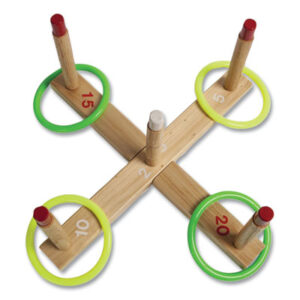 (CSIQS1)CSI QS1 – Ring Toss Set, Plastic/Wood, Assorted Colors, 5 Pegs, 4 Rings by CHAMPION SPORT (1/ST)