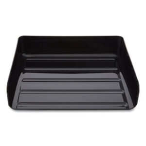 (TUD24380803)TUD 24380803 – Side-Load Stackable Plastic Document Tray, 1 Section, Letter-Size, 12.63 x 9.72 x 3.01, Black, 2/Pack by TRU RED (2/PK)