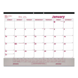 (REDC1731V)RED C1731V – Monthly Desk Pad Calendar, 22 x 17, White/Burgundy Sheets, Black Binding, Clear Corners, 12-Month (Jan to Dec): 2024 by REDIFORM OFFICE PRODUCTS (1/EA)
