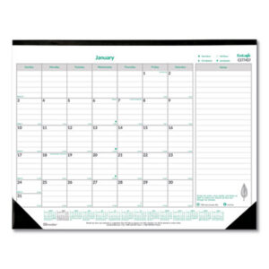 (REDC177437)RED C177437 – EcoLogix Monthly Desk Pad Calendar, 22 x 17, White/Green Sheets, Black Binding/Corners, 12-Month (Jan to Dec): 2024 by REDIFORM OFFICE PRODUCTS (1/EA)