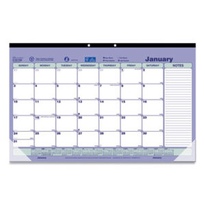 (REDC181700)RED C181700 – Monthly Desk Pad Calendar, 17.75 x 10.88, White/Blue/Green Sheets, Black Binding, Clear Corners, 12-Month (Jan to Dec): 2024 by REDIFORM OFFICE PRODUCTS (1/EA)