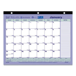 (REDC181721)RED C181721 – Monthly Desk Pad Calendar, 11 x 8.5, White/Blue/Green Sheets, Black Binding, 12-Month (Jan to Dec): 2024 by REDIFORM OFFICE PRODUCTS (1/EA)