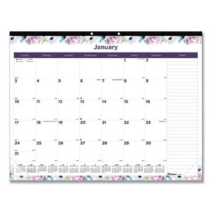 (REDC194113)RED C194113 – Passion Monthly Deskpad Calendar, Floral Artwork, 22 x 17, White/Multicolor Sheets, Black Binding, 12-Month (Jan-Dec): 2024 by REDIFORM OFFICE PRODUCTS (1/EA)