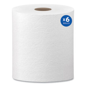 6 Rolls per Carton; 8" x 600-ft.; Bathroom Supplies; Janitorial Supplies; KIMBERLY-CLARK; Paper Goods/Dispensers; Paper Towel; Recycled Product; Recycled Products; Towel; Towels; Towels & Dispensers; Washroom Supplies; White; Hard Roll Towels; Roll Towels; Nonperforated Paper Towels; Nonperforated Hard Roll Towels; KLEENEX; Sponges; Swabs; Cloths; Towelettes; Drying Materials; Jan/San; Janitorial; Maintenance; Cleaning