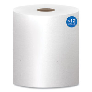 12 Rolls per Carton; 8" x 1000-ft.; Bathroom Supplies; Janitorial Supplies; KIMBERLY-CLARK; Paper Goods/Dispensers; Paper Towel; Recycled Product; Recycled Products; Towel; Towels; Towels & Dispensers; Washroom Supplies; White; Hard Roll Towels; Roll Towels; Nonperforated Paper Towels; Nonperforated Hard Roll Towels; SCOTT; High-Capacity Hard Roll Towels; Sponges; Swabs; Cloths; Towelettes; Drying Materials; Jan/San; Janitorial; Maintenance; Cleaning