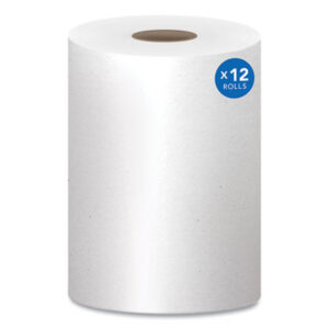 12 Rolls per Carton; 8" x 400-ft.; Bathroom Supplies; Janitorial Supplies; KIMBERLY-CLARK; Paper Goods/Dispensers; Paper Towel; Recycled Product; Recycled Products; Towel; Towels; Towels & Dispensers; Washroom Supplies; White; Hard Roll Towels; Roll Towels; Nonperforated Paper Towels; Nonperforated Hard Roll Towels; SCOTT; Sponges; Swabs; Cloths; Towelettes; Drying Materials; Jan/San; Janitorial; Maintenance; Cleaning