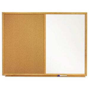 (QRTS554)QRT S554 – Bulletin/Dry-Erase Board, Melamine/Cork, 48 x 36, Brown/White Surface, Oak Finish Frame by QUARTET MFG. (1/EA)