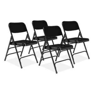 (NPS310)NPS 310 – 300 Series Deluxe All-Steel Triple Brace Folding Chair, Supports 480 lb, 17.25" Seat Ht, Black, 4/CT, Ships in 1-3 Bus Days by NATIONAL PUBLIC SEATING (4/CT)