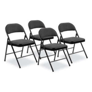 (NPS970)NPS 970 – 970 Series Fabric Padded Steel Folding Chair, Supports 250 lb, 17.75" Seat Ht, Star Trail Black, 4/CT, Ships in 1-3 Bus Days by NATIONAL PUBLIC SEATING (4/CT)
