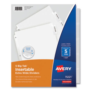 5-Tab Style; Big Tab; Binder Index; Buff Dividers/Clear Tabs; Filing Accessories; Filing Supplies; Indexes; Inkjet Printers; Inkjet/Laser; Insertable Big Tab Dividers; Laser Printer; Multicolor; Ring Binder Divider; Subject Divider; Tab Divider; Tabs; Worksaver; index dividers; 5 tab; five tab; Recordkeeping; Filing; Systems; Cataloging; Classification