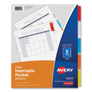 5-Tab Style; AVERY; Dividers; Indexes; Insertable Tabs; Multicolor Tabs; Pocket Dividers; Tabs; Worksaver; index dividers; 5 tab; five tab; Recordkeeping; Filing; Systems; Cataloging; Classification