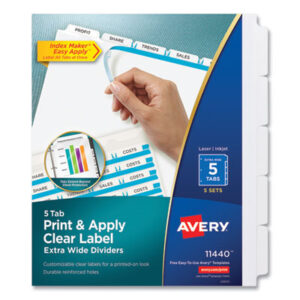 3-Hole Punched; 3-Hole Punched Dividers; 5 Tab Style; AVERY; Binder Index; Divider; Extra-Wide Dividers; Index Maker; Index Tabbed; Indexes; Laser Printer; Printer/Copier; Ring Binder Indexes; Subject Divider; Tab; Tab Divider; Tabs; White; White Tabs; Index Dividers; index dividers; 5 tab; five tab; Recordkeeping; Filing; Systems; Cataloging; Classification