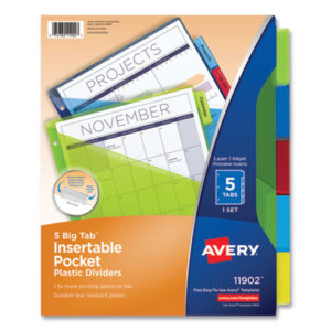 AVERY; Big Tab Dividers; Binder Index; Indexes; Pocket Dividers; Ring Binder Divider; Subject Divider; Tab Divider; Worksaver; index dividers; 5 tab; five tab; Recordkeeping; Filing; Systems; Cataloging; Classification