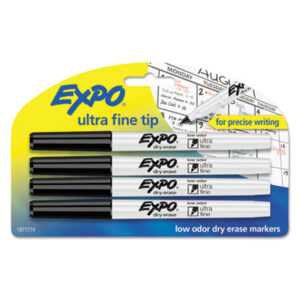 (SAN1871774)SAN 1871774 – Low-Odor Dry-Erase Marker, Extra-Fine Bullet Tip, Black, 4/Pack by SANFORD (4/PK)