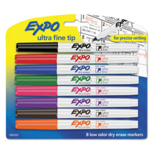 (SAN1884309)SAN 1884309 – Low-Odor Dry-Erase Marker, Extra-Fine Bullet Tip, Assorted Colors, 8/Set by SANFORD (8/PK)
