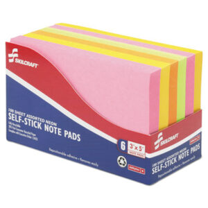 (NSN4181420)NSN 4181420 AbilityOne® SKILCRAFT® Self-Stick Note Pads, Neon (6 Per PK)