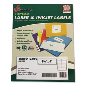 (NSN6736513)NSN 6736513 AbilityOne® SKILCRAFT® Recycled Laser and Inkjet Label (1 Per EA)