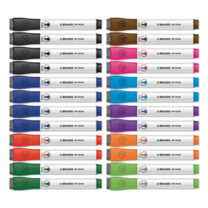 (UBR2929U0112)UBR 2929U0112 – Chisel Tip Low-Odor Dry-Erase Markers with Erasers, Broad Chisel Tip, Assorted Colors, 24/Pack by U BRANDS (24/PK)