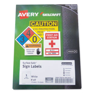 (NSN6878151)NSN 6878151 AbilityOne® SKILCRAFT® AVERY® Surface Safe® Sign Labels (1 Per BX)