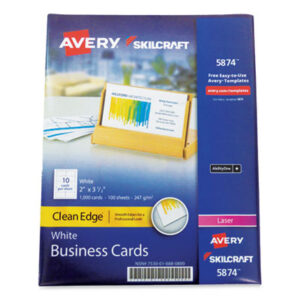 (NSN6880800)NSN 6880800 AbilityOne® SKILCRAFT® AVERY® Clean Edge® Business Cards (1 Per BX)
