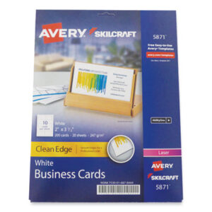 (NSN6878444)NSN 6878444 AbilityOne® SKILCRAFT® AVERY® Clean Edge® Business Cards (200 Per PK)