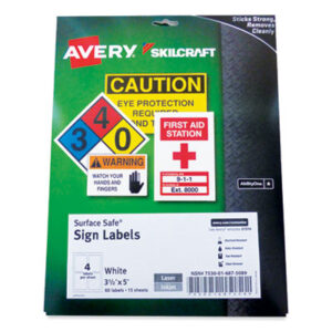 (NSN6875089)NSN 6875089 AbilityOne® SKILCRAFT®/AVERY® Surface Safe® Sign Labels (1 Per BX)