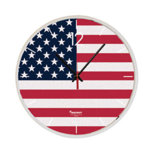 (NSN6986559)NSN 6986559 AbilityOne® SKILCRAFT® American Flag Quartz Wall Clock (1 Per EA)