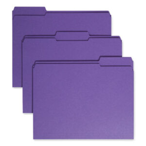 (SMD13034)SMD 13034 – Reinforced Top Tab Colored File Folders, 1/3-Cut Tabs: Assorted, Letter Size, 0.75" Expansion, Purple, 100/Box by SMEAD MANUFACTURING CO. (100/BX)