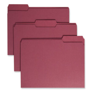(SMD13093)SMD 13093 – Colored File Folders, 1/3-Cut Tabs: Assorted, Letter Size, 0.75" Expansion, Maroon, 100/Box by SMEAD MANUFACTURING CO. (100/BX)