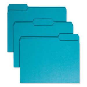 (SMD13143)SMD 13143 – Colored File Folders, 1/3-Cut Tabs: Assorted, Letter Size, 0.75" Expansion, Teal, 100/Box by SMEAD MANUFACTURING CO. (100/BX)