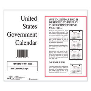 (UCR6649506)UCR 6649506 Unicor Perforated Monthly Wall Calendar (10 Per PK)