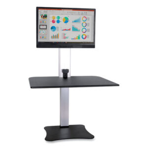 (VCTDC400)VCT DC400 – High Rise Electric Standing Desk Workstation, Single Monitor, 28" x 23" x 20.25", Black/Aluminum, Ships in 1-3 Business Days by VICTOR TECHNOLOGY LLC (1/EA)
