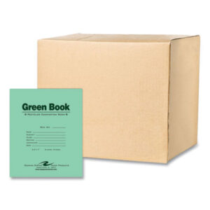(ROA77508CS)ROA 77508CS – Recycled Exam Book, Wide/Legal Rule, Green Cover, (8) 8.5 x 7 Sheets, 600/Carton, Ships in 4-6 Business Days by ROARING SPRING PAPER PRODUCTS (600/CT)