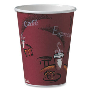 (SCC412SINPK)SCC 412SINPK – Paper Hot Drink Cups in Bistro Design, 12 oz, Maroon, 50/Pack by DART (50/PK)