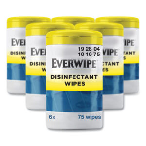(TRK192804)TRK 192804 – Disinfectant Wipes, 1-Ply, 7 x 7, Lemon, White, 75/Canister, 6 Canisters/Carton by ESSITY (6/CT)