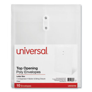 (UNV50790)UNV 50790 – Top Opening Poly Envelopes, 1.25" Expansion, Letter Size, Clear, 10/Pack by UNIVERSAL OFFICE PRODUCTS (10/PK)
