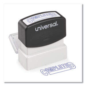 Blue; Completed Stamp; Message; Phrase; Phrase Stamps; Pre-Inked; Pre-Inked Stamp; Self-Inking; Stamp; Stamps; Stamps & Ink; Title; Title Stamp; UNIVERSAL; ôCOMPLETEDö; Imprints; Impressions; Labeling; Desktop; Inkers; SPR60015