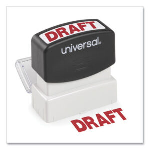 Draft Stamp; Message; Phrase; Phrase Stamps; Pre-Inked; Pre-Inked Stamp; Red; Self-Inking; Stamp; Stamps; Stamps & Ink; Title; Title Stamp; UNIVERSAL; ôDRAFTö; Imprints; Impressions; Labeling; Desktop; Inkers; SPR60017