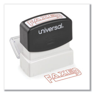 Faxed Stamp; Message; Phrase; Phrase Stamps; Pre-Inked; Pre-Inked Stamp; Red; Self-Inking; Stamp; Stamps; Stamps & Ink; Title; Title Stamp; UNIVERSAL; ôFAXEDö; Imprints; Impressions; Labeling; Desktop; Inkers; SPR60025