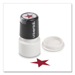 (UNV10081)UNV 10081 – Round Message Stamp, STAR, Pre-Inked/Re-Inkable, Red by UNIVERSAL OFFICE PRODUCTS (1/EA)