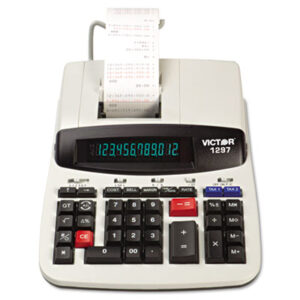 12-Digit Display; 1297; 2-Color; AC; Calculator; Calculators; Desktop; LCD; Print/Display; Printing; Roller Printing; VICTOR; Mathematics; Science; Accounting; Calculation; Bookkeeping; Schools; Education