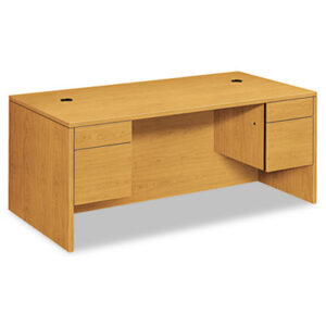 Office Furniture; 10500 Series; Desk; Desks; Double Pedestal; Harvest; Medium Oak; Oak; Office Suites; Rectangular; Wood; Wood Furniture; Wood Office Furniture; Workstation; Workstations; Writing-Table; Escritoire; Furniture; Laminate; Filing; File Drawers; Cord Management; Cord Grommets; HON