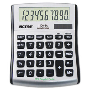 (VCT11003A)VCT 11003A – 1100-3A Antimicrobial Compact Desktop Calculator, 10-Digit LCD by VICTOR TECHNOLOGY LLC (1/EA)